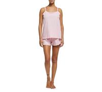 POMPEA Pigiama Donna Brigida in Jersey di Cotone, Pigiama Corto con Canotta e Pantaloncino a Tinta Unita con Coulisse in Raso (Tg. M - Rosa)