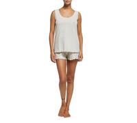 POMPEA Pigiama Donna Dalila in Cotone Lavorazione Jacquard, Pigiama Corto con Canotta e Pantaloncino a Tinta Unita (Tg. XL - Beige)