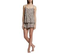 POMPEA Pigiama Donna Flaminia in Jersey di Cotone, Pigiama Corto con Canotta e Pantaloncino Maculati (Tg. L - Beige)