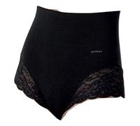 POMPEA Slip Vita Alta in Morbida Microfibra con Inserti in Pizzo (Avorio, L)