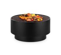 blumfeldt Pompeji - Braciere & Grill, Griglia Cromata, Braciere: Ø 60 cm, Griglia: Ø 56 cm, Dimensioni: 60 x 40 cm (ØxA), Griglia per Carbonella, con Piano del Tavolo in Bambù, Nero