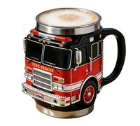 pompiere - 9,94 x 3,54 pollici, resina, acciaio, divertente da caffè per il vigile del fuoco più coraggioso, da caffè per acqua calda fredda succo e tè