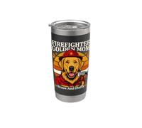 Pompiere Golden Mom coraggioso e soffice cane Bicchiere termico in acciaio inox doppia parete