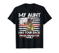 Pompiere My Aunt Has Your Back Linea rossa sottile idea regalo Maglietta