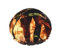 Pompiere Pompiere Fiamma Cuffia da Doccia Donne Riutilizzabili Grande Cuffia da Doccia Uomini Quickdry Cura Capelli Lungo Breve Bagno