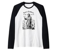 Pompiere Pompiere Patrono San Floriano Vigili del Fuoco Vintage Maglia con Maniche Raglan