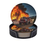 Pompiere Stampa Fiamma Pompiere 6 Set Pratici Sottobicchieri Ufficio Cucina Tavolo da Caffè Decor Pranzo Facile da Pulire