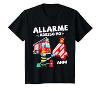 Pompiere Vigile del fuoco Allarme! Io Ho 4 Anni Compleanno Maglietta