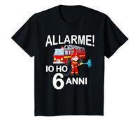 Pompiere Vigile del fuoco Allarme! Io Ho 6 Anni Compleanno Maglietta