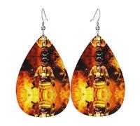 Pompiere vigile del fuoco Fiamma Orecchini in pelle per le donne Teardrop Trafitto Orecchini in pelle Set Compleanno Natale Gioielli Regali Per Le Donne