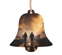 Pompieri che combattono fuochi in legno ornamenti a forma di campana 6 pezzi, ciondoli decorativi da appendere, design vintage per le vacanze