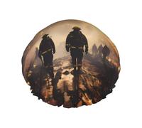 Pompieri che combattono gli incendi Cuffia da doccia stampata, riutilizzabile, appositamente progettata per i capelli lunghi delle donne, struttura a doppio strato, adatta per il bagno.