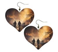 Pompieri che combattono incendi Stampe eleganti orecchini a forma di cuore leggeri accessori da donna perfetti per feste e San Valentino.