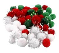 Pompon D: 15+20 mm, verde, bianco, rosso, 48asstd