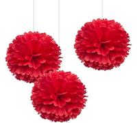 Pompon di carta velina rossa, 30,5 cm, decorazioni da appendere a fiori per feste, confezione da 10