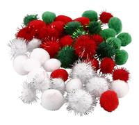 Pompons D: 15+20 Mm 48 Sort. Gr?n Wei? Rot NUOVO