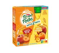 Pom'Potes - Composta di mela albicocca pesca e mela albicocca Mirabelle, 4 x 90 g