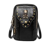 Pomurom Borsa a Mano Revit Stile Punk | Borse con Teschio da Donna - Zaino in PU Nero con Scheletro di Teschio Borsa a Tracolla a Tracolla Palestra Ciclismo Viaggio Escursionismo Zaino per Uomo Donna