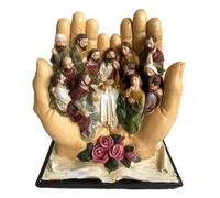Pomurom L'Ultima Cena Statua Desktop Ornamenti Figura Gesù sulle Mani in Resina Personaggio Religioso Gesù Scultura per Natale Casa Ufficio Libreria Decorazione da Tavolo