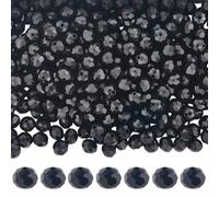 PONABEADIY 1 Scatola da 10 Fili, 630 Pezzi, 8mm, Perline di Vetro Nero A Forma di Rondella con Fori, Sfaccettate, Opache, Briolette, Distanziatori Sciolti, Perline per La Creazione di Gioielli, Colla