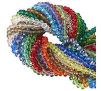 PONABEADIY 1 scatola Da 1024 pezzi Da 8mm di Perline Rondelle Sfaccettate Trasparenti con Fori Colori Misti Assortiti Perline Distanziatrici In Vetro Scintillante Briollete per La Creazione di Gioiell