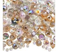 PONABEADIY 1 scatola Da 114 pezzi di Perline Colorate Casuali con Fori In Vetro Galvanizzato Trasparente Scintillante Iridescente Assortito Perline Sfuse per La Creazione di Gioielli, Bracciali, Colla
