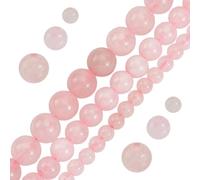 PONABEADIY 1 Scatola da 190 Pezzi di Perline di Quarzo Rosa Naturale con Fori, Pietre Preziose di Cristallo Rosa Tinto, Fili di Perline Distanziatrici Sciolte per La Creazione di Gioielli, Bracciali,