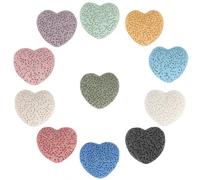 PONABEADIY 1 Scatola da 24 Pezzi di Perline di Roccia Lavica A Forma di Cuore Rocce Vulcaniche Colorate Miste Cuori di Pietre Preziose Pietre Multiforo Pietre Colorate Perline Distanziatrici Sfus