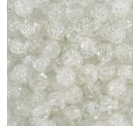 PONABEADIY 1 Scatola da 3 Fili, 300 Pezzi, 8mm, Perline di Vetro Craquelé Bianco Trasparente con Fori, Distanziatori Rotondi in Cristlega, Verniciati A Spruzzo, Ciondoli Sfusi per La Creazione di Gio