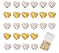 PONABEADIY 1 Scatola da 400 Pezzi di Perline Tibetane A Forma di Cuore in Metallo con Fori, Forme d'Amore per San valentinosss, in Lega di Oro e Argento, Ciondoli, Perline Distanziatrici Sfuse per La