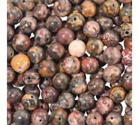 PONABEADIY 1 Scatola da 8.5mm 120 Pezzi Perline di Diaspro Rosso Naturale in Pelle di Leopardo con Fori Perline Distanziatrici Rotonde Imperiali in Pietra Preziosa Sedimentaria Marina per La Creaz