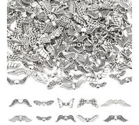 PONABEADIY 10 Stile 200 pezzi Perline Argentate A Forma di Ala D'Angelo con Foro In Lega Tibetana, Ciondoli Antichi A Forma di Fata, Perline Distanziatrici Assortite In Metallo per La Creazione di Gio