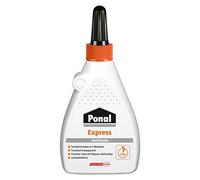 Ponal Express Wood Glue Colla per Legno ad Asciugatura Rapida per Incollaggi Versatili e Lavori Artigianali, Impermeabile, in Pratico Flacone da 120 g, Trasparente