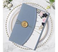 ponatia Kit di biglietti di invito per matrimonio, 20 pezzi, 13 x 17 cm, biglietti di invito a nozze con buste, sigilli di cera, nastri per matrimoni, baby shower, compleanni, inviti Quinceanera (blu