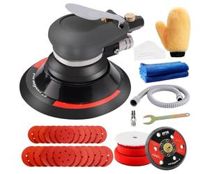 Ponceuse à Air, Polisseuse Excentrique SPTA 125mm 150mm Levigatrice rotorbitale pneumatica con 24 carta vetrata e 3 spugne lucidanti Polisseur Orbitale Pneumatique per lucidare, levigare