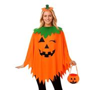 Poncho a forma di zucca per bambini, per giochi di ruolo, mantello di Halloween che si illumina al buio, abiti decorativi per cosplay per foto, Olivastro, L