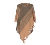 Poncho a maglia da donna con strisce e nappe scialle avvolgente e frangiato ideale per serate viaggi