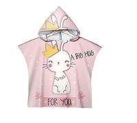 Poncho Accappatoio per Bambini con Cappuccio, Treers Cartoni animati Poncho Stile Asciugamano in Microfibra Asciugatura Rapida Assorbente Telo da Bagno per Spiaggia Nuoto Bagno (Coniglio bianco)