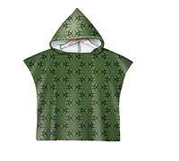 Poncho Accappatoio per Bambini con Cappuccio, Treers Stile Frutta Poncho Asciugamano in Microfibra Asciugatura Rapida Assorbente Telo da Bagno per Spiaggia Nuoto Bagno,Geometria Stile (verde scuro)