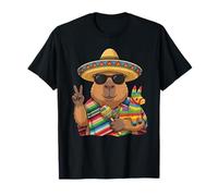 Poncho Capibara Messicano Cinco De Mayo Fiesta Sombrero Meme Maglietta
