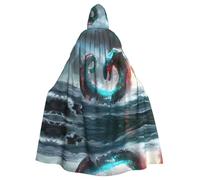 Poncho con cappuccio a forma di serpente gigante nel mare, unisex con cappuccio, per cosplay, Halloween, feste in costume
