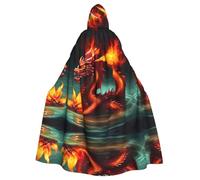 Poncho con cappuccio con motivo Dragon King In Fire, unisex, per cosplay, Halloween, feste in costume
