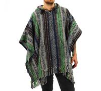 Poncho Con Cappuccio In Cotone Intrecciato Unisex Adulti Caldo Accappatoio Verde