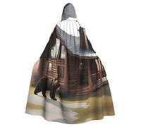 Poncho con cappuccio per adulti, con stampe di orsi rustici, per Halloween, mantello, decorazione per feste, costumi, facile da pulire e resistente