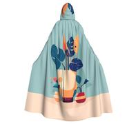 Poncho con cappuccio per adulti, mantello tartarugato blu arancione, stampe in bambù, decorazione per feste, costume, facile da pulire e resistente.