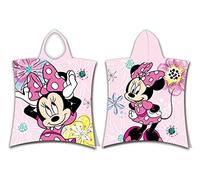 Poncho da bagno Disney Pink Bow Minnie Mouse in abito rosa con cappuccio per bambini 50 x 115 cm 100% cotone