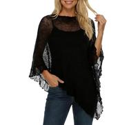 Poncho da donna trasparente, materiale leggero e lavorato a maglia, con volant, semplice ed elastico, a rete da pesce, all'uncinetto, poncho, estivo, sottile, elegante mantello alla moda, per feste