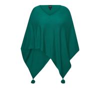 Poncho da donna Ulla Popken taglie forti in maglia orlo a punta nappa scollo a V