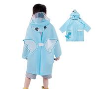 Poncho da Pioggia per Bambini Impermeabile con Cappuccio Impermeabilieva Leggero Tuta Antipioggia Cartone Animato Carino Giacca Antipioggia a Mantello per Ragazze Dinosauro Blu 4-6 Anni