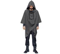 Poncho da uomo calda coperta poncho con cappuccio e pancho, poncho in lana messicana invernale cowboy giacca in lana alpaca hippie chic poncho andina autunno, R grigio., M